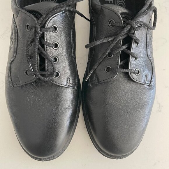 Ecco Soft Lace Up Leather Walking Sneaker w Gripper Outersole Black Sz 41 - Picture 8 of 15